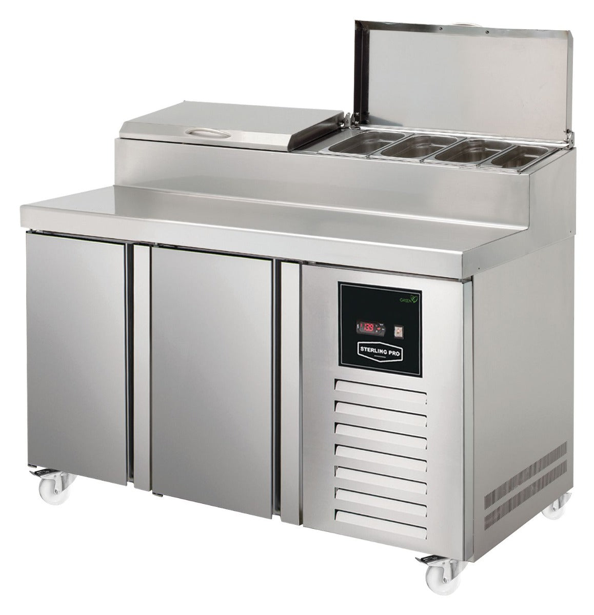 Gray Sterling Pro Green SPIZ-135 2 Door Refrigerated Preparation Counter - Low Stock