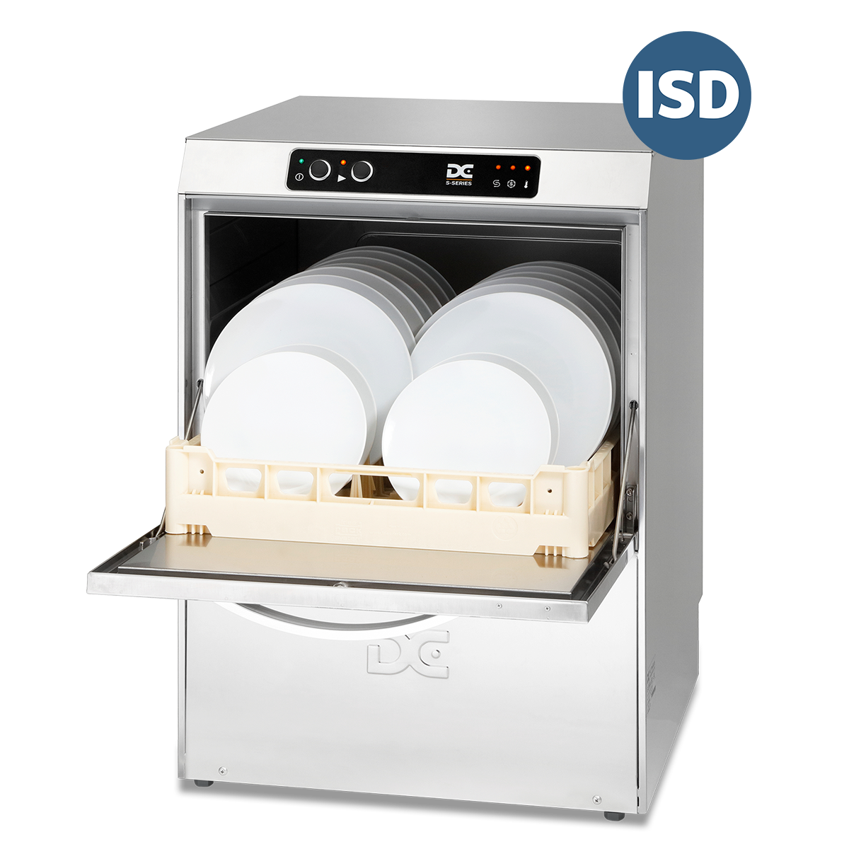 Light Gray DC SD50ISD Standard Range 500mm Basket Frontloading Commercial Dishwasher with Integral Water Softener & Drain Pump, 18 Plates - Contact Us For Availability