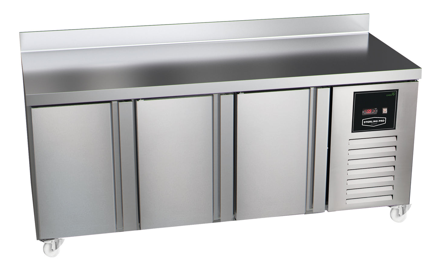 Gray Sterling Pro Green SNI-7-180-30-SB 3 Door Counter Freezer with 100mm Splashback, 452 Litres - Low Stock
