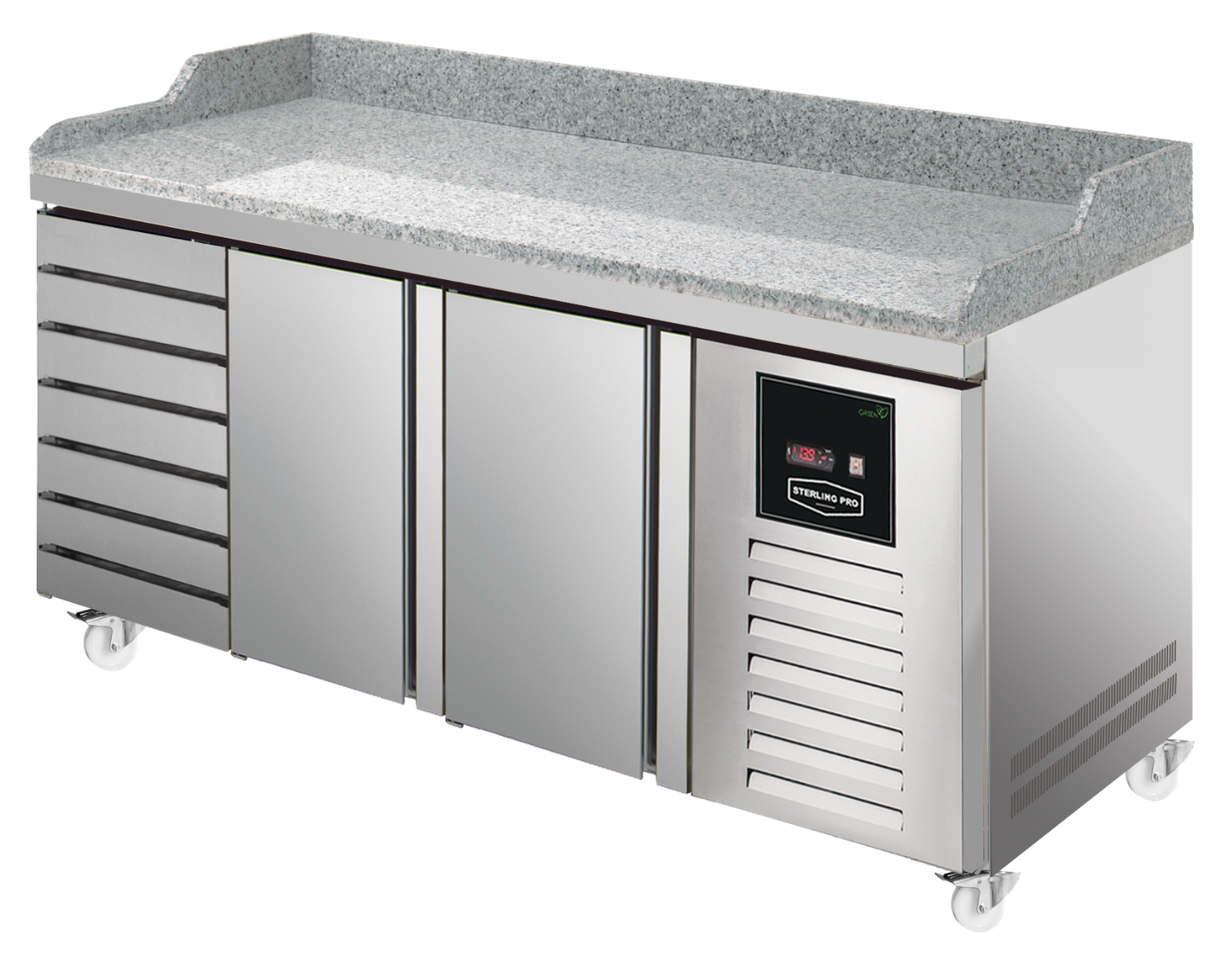 Gray Sterling Pro Green SPI-8-200-27 Granite Top 800mm Fridge Counter, 2 Doors & 7 Drawers - Low Stock