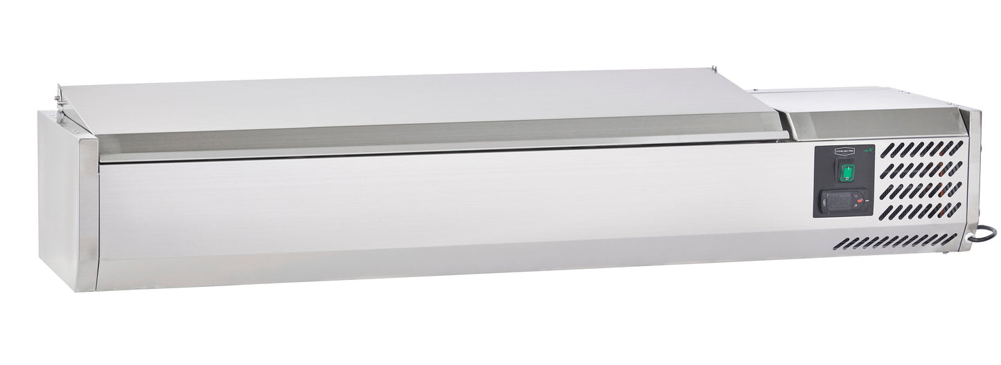 Light Gray Sterling Pro Cobus SPT1400-330-SS Topping Well with Stainless Steel Lid, 6 x GN1/4 - In Stock