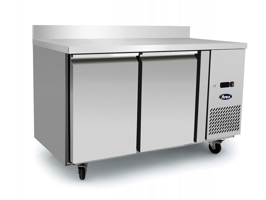 Light Gray Atosa EPF3462HDSB 2 Door Preparation Counter Freezer with Splash Back, 280 Litres - Contact Us For Availability