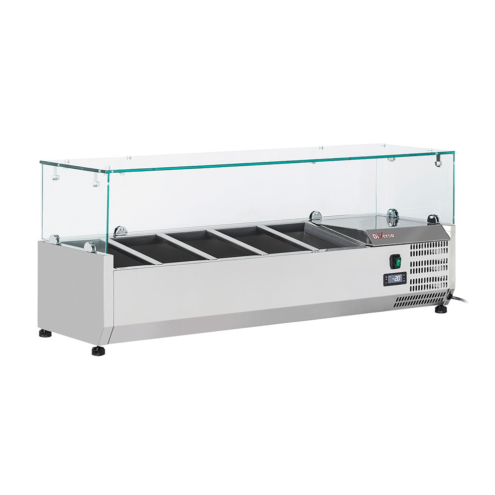 Light Gray Diverso WR-SX12-V1 Refrigerated structure 5x GN 1/4 - 150 mm, with sneezeguard - Contact Us For Availability
