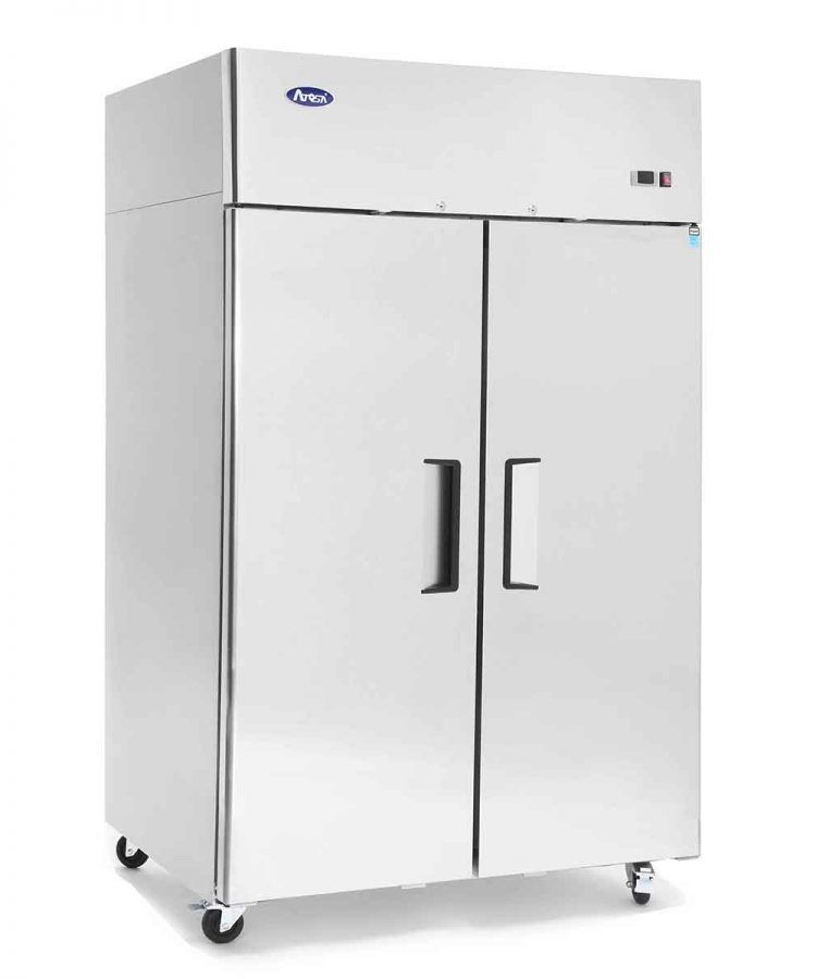 Light Gray Atosa YBF9218GR Slimline Double Door Upright Fridge, 900 Litres - Contact Us For Availability