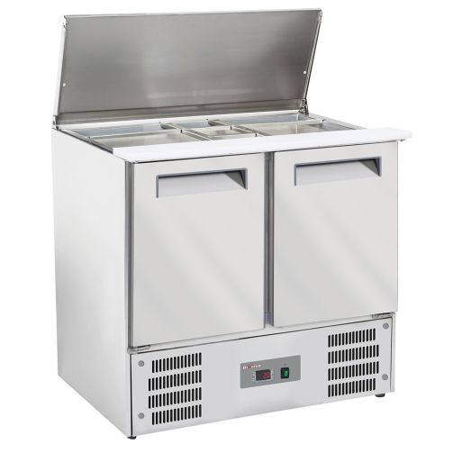 Light Gray Diverso WR-SAL6-S2 Refrigerated saladette with lid 2x GN 1/1 + 3x GN 1/6-150 mm + reserve 2 doors GN1/1 - Contact Us For Availability