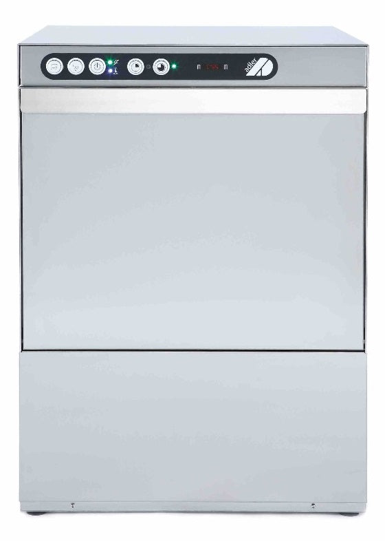Light Gray Adler AD40GL-DPSO 400mm Basket Glasswasher with Chemical Pump, Drain Pump & Integral Water Softener, 16 Pint Capacity - Low Stock
