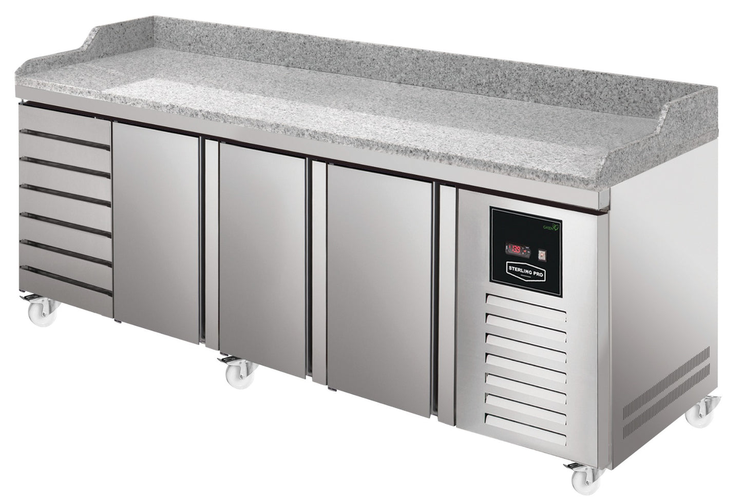 Gray Sterling Pro Green SPI-8-250-37 Granite Top 800mm Fridge Counter, 3 Doors & 7 Drawers - Low Stock