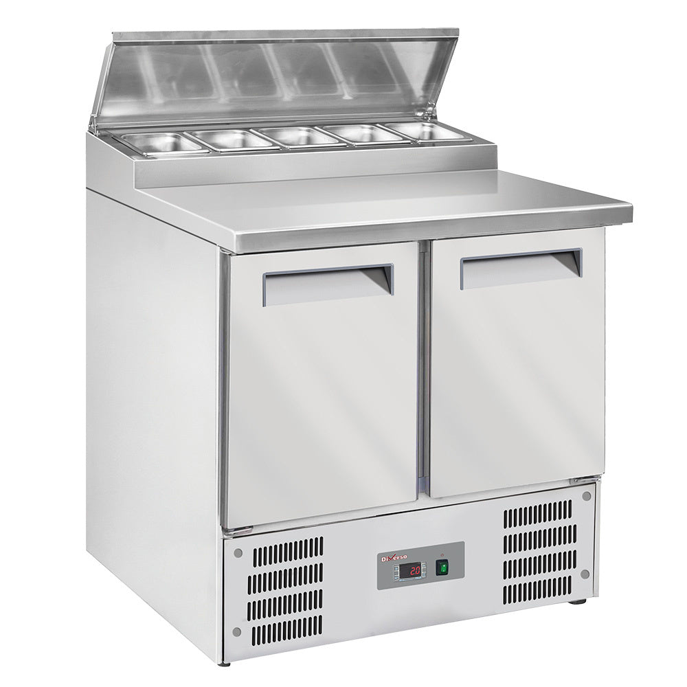 Light Gray Diverso WR-SAS2-P2 Refrigerated table, 2 doors GN 1/1, + refrigerated structure 5x GN1/6-150 mm - Contact Us For Availability