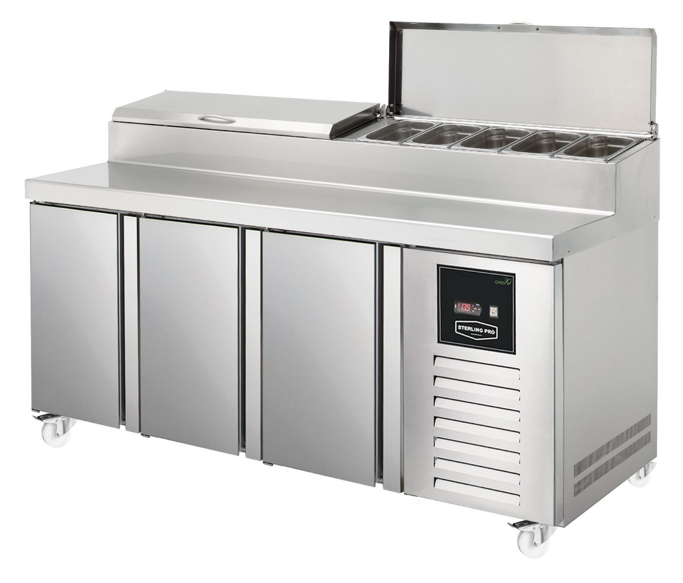 Gray Sterling Pro Green SPIZ-180 3 Door Refrigerated Preparation Counter - In Stock