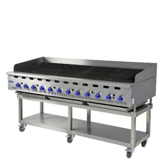 Slate Gray Hobart BCB1800-1 Bonnet 1800mm Gas Charbroiler, 44.4kW - Contact Us For Availability