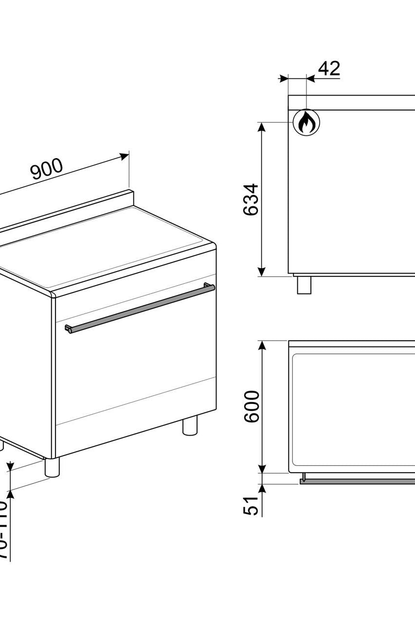 Light Gray SMEG Concert Range Cooker, 900 mm