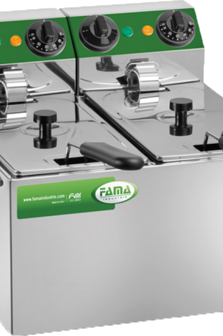 Gray Fama MFR 240 Countertop Double Basket 2 x 3 Litre Electric Fryer, 2 x 2kW - Discontinued