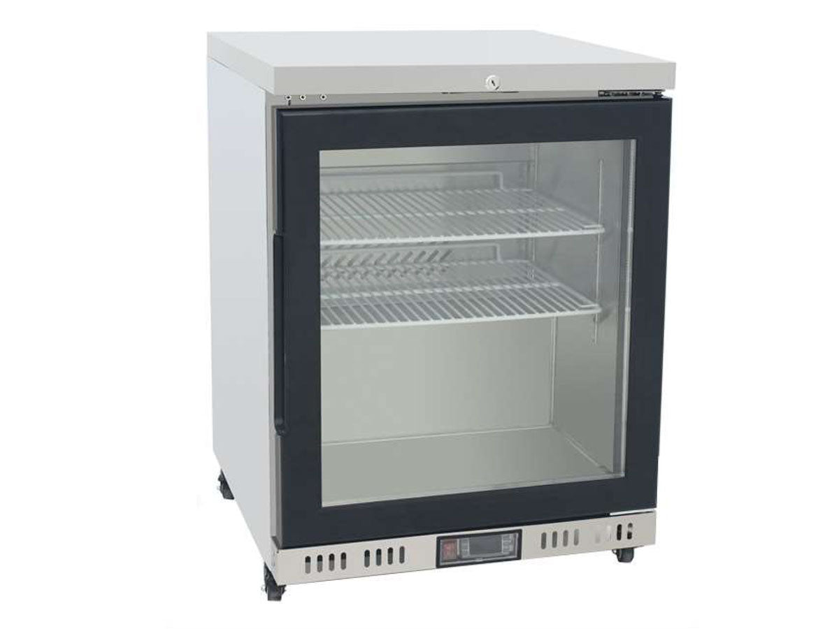 Dark Gray Atosa MBC24G Glass Single Door Undercounter Fridge, 145 Litres - Contact Us For Availability