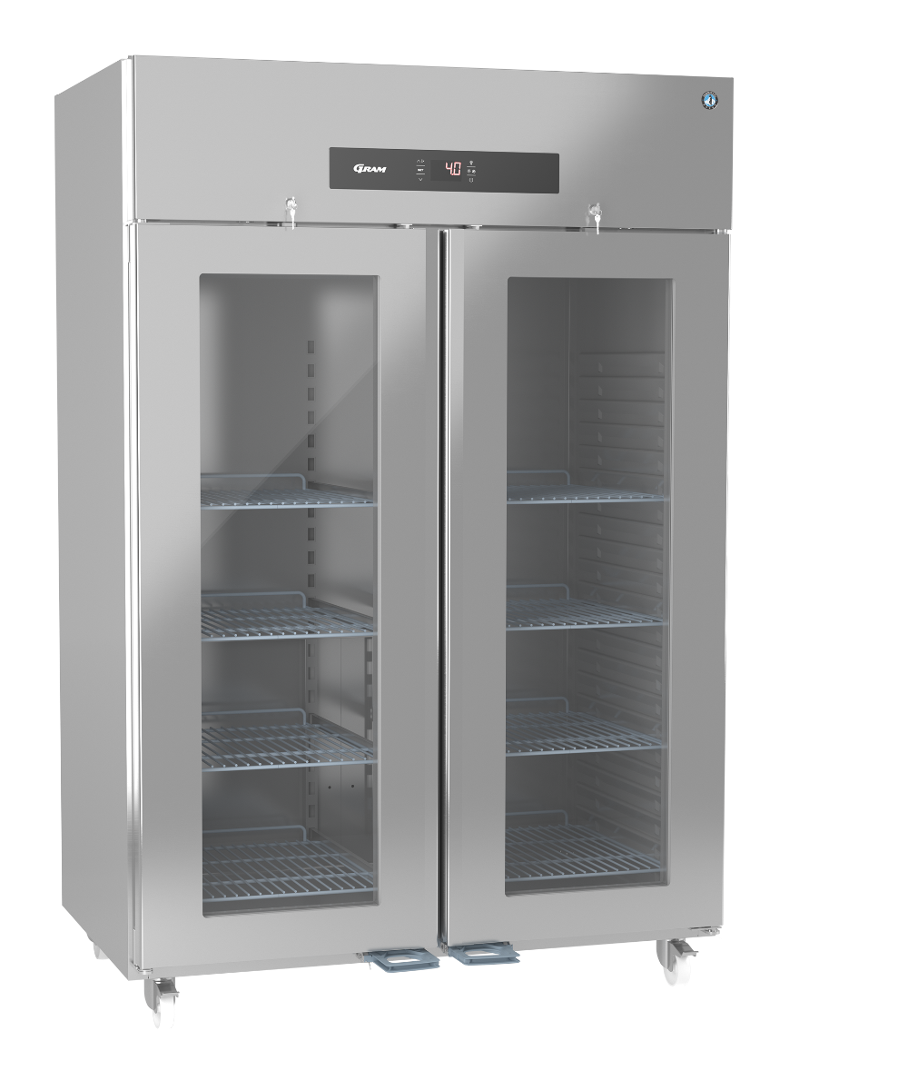 Dark Gray Hoshizaki Premier KG 140 C U Glass Double Door Stainless Steel Upright Display Refrigerator, 1400 Litres - Contact Us For Availability