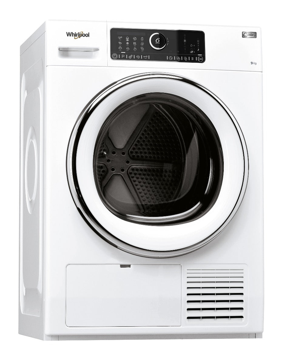 Black Whirlpool GRADED AWZ9HP/PRO Omnia 6th Sense Heat Pump Condenser Dryer, 9kg - Low Stock