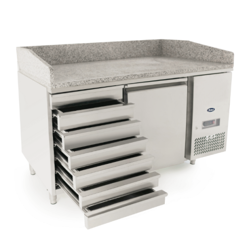 Gray Atosa EPF3490GR Single Door with Drawers Granite Top Salad Preparation Counter Table, 125 Litres - Contact Us For Availability