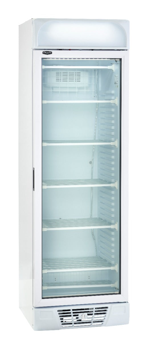 Light Gray Sterling Pro Green BBVF372-HC Upright Glass Single Door Display Freezer, 382 Litres - Out Of Stock