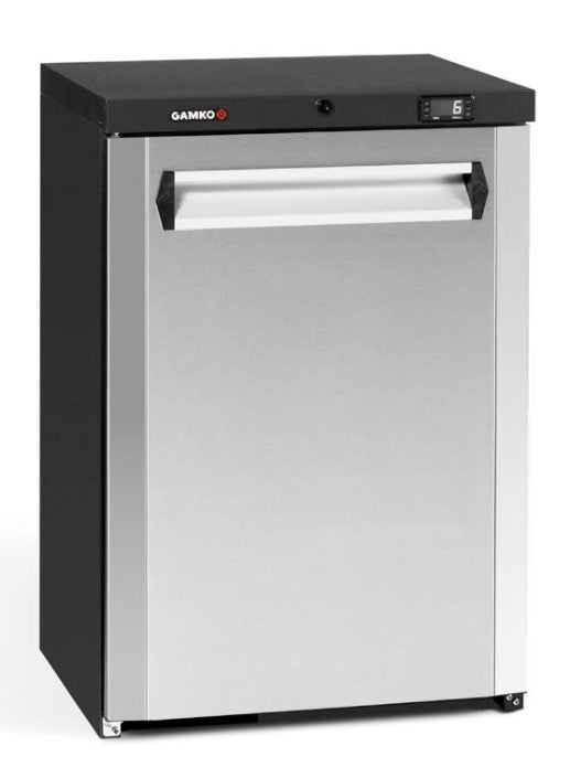 Light Gray Gamko MG3/150RCS Maxiglass Right Hand Hinged Solid Single Door Undercounter Stainless Steel Bottle Cooler, 150 Litres - Contact Us For Availability