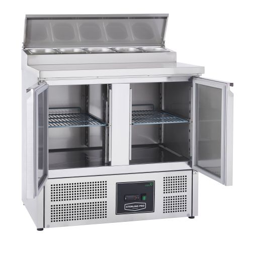 Gray Sterling Pro Cobus SPU200PZ 2 Door Pizza Preparation Counter 5 x GN1/6, 240 Litres - In Stock