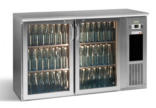 Dim Gray Gamko E3/22GMUCS84 Glass Double Door Stainless Steel Undercounter Bottle Cooler, 344 x 33 Centiliters Bottles - Contact Us For Availability