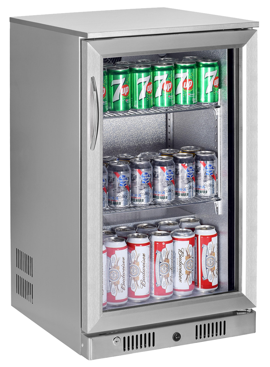 Dark Gray Sterling Pro GRADED Green SP1HC-STS Single Door Stainless Steel Bottle Cooler, 106 x 330ml Bottles - Out Of Stock