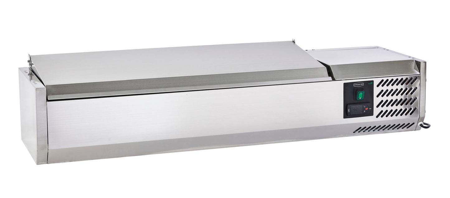 Light Gray Sterling Pro Cobus SPT1200-330-SS Topping Well with Stainless Steel Lid, 5 x GN1/4 - In Stock