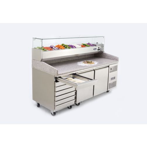 Lavender Atosa EPF3480GR Two Door + 7 Drawer Salad Prep Counter Table 250 Litres - Contact Us For Availability