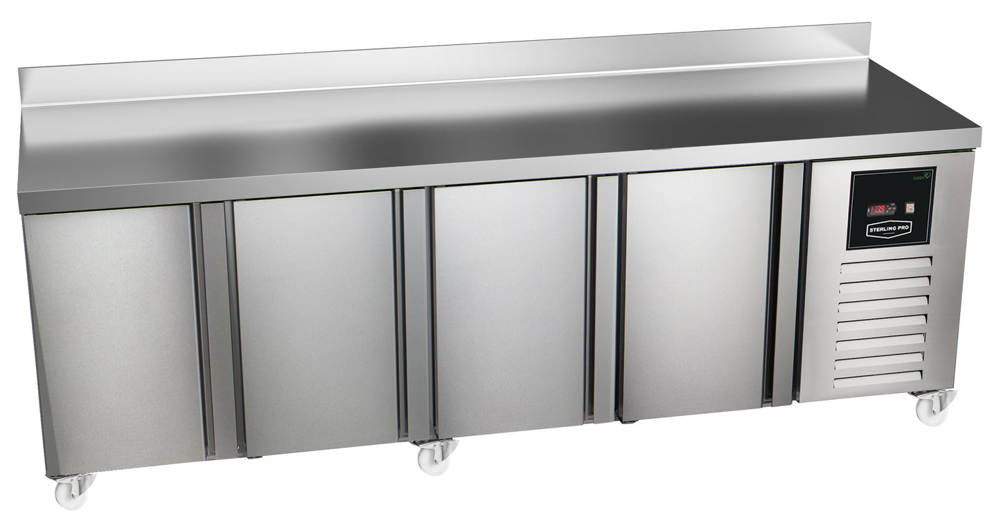Gray Sterling Pro Green SPI-7-225-40-SB 4 Door Counter Fridge with 100mm Splashback, 615 Litres - In Stock