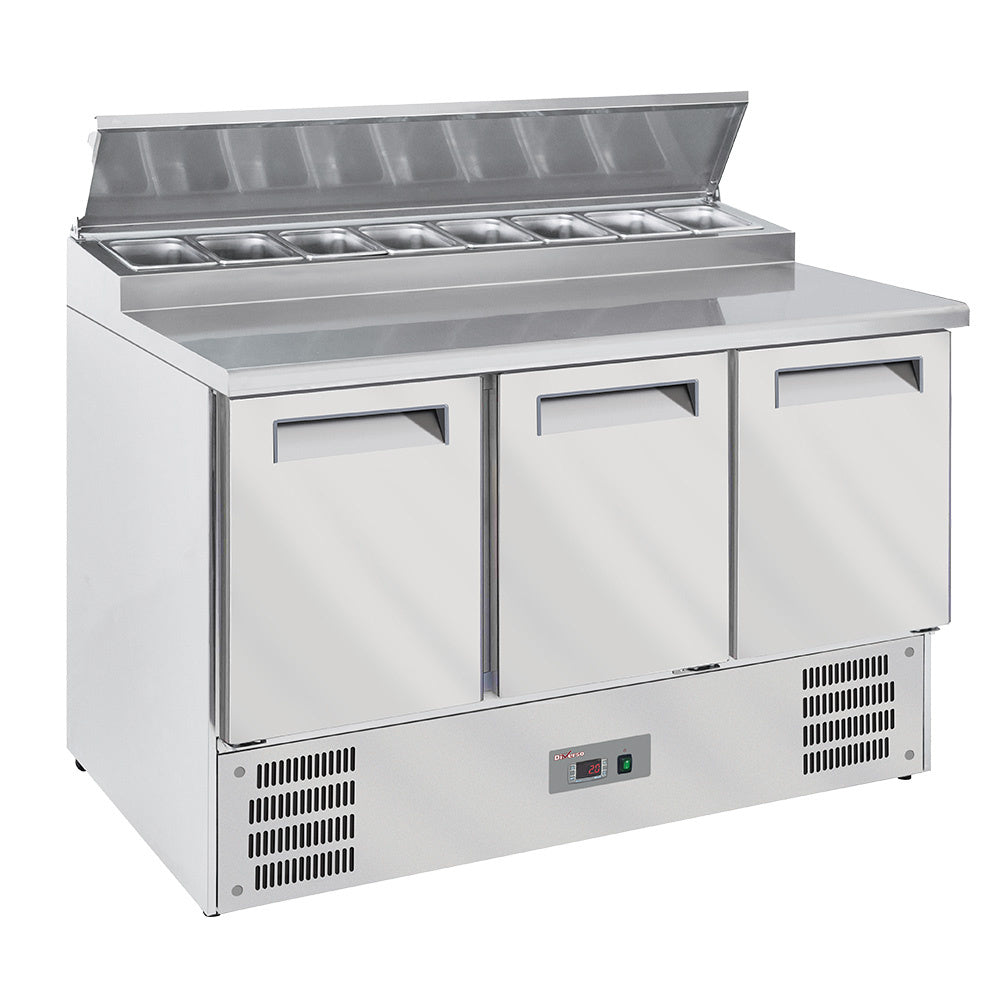 Light Gray Diverso WR-SAS2-P3 Refrigerated table 3 doors GN 1/1, + refrigerated structure 8x GN1/6-150 mm - Contact Us For Availability