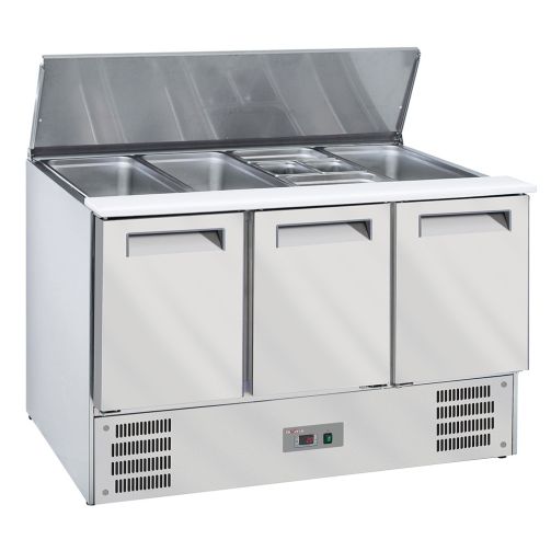 Light Gray Diverso WR-SAL6-S3 Refrigerated saladette with lid 4x GN1/1-150 mm + reserve 3 doors GN 1/1 - Contact Us For Availability