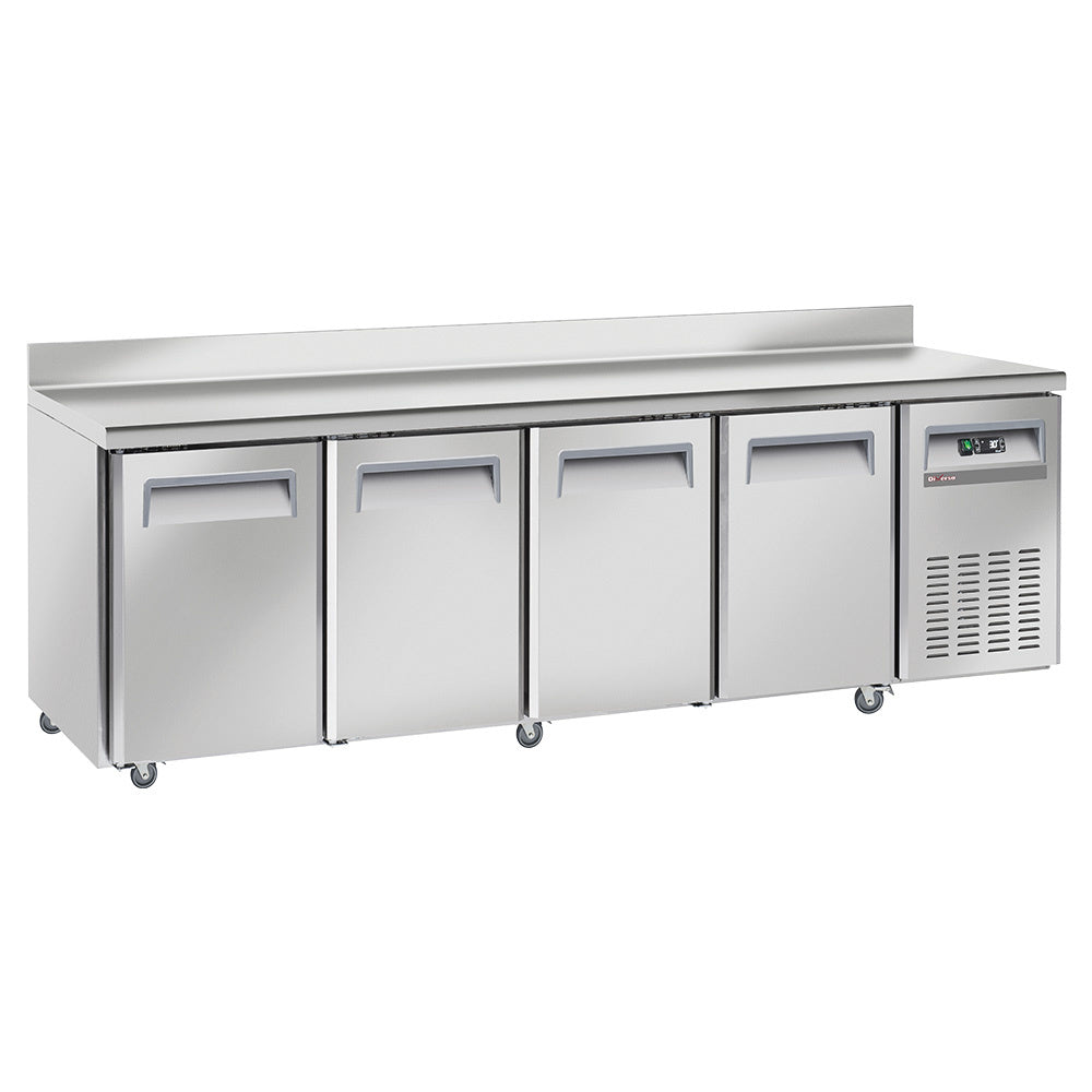 Light Gray Diverso WR-GTN4-3ND Cooling table, ventilated, 4 doors GN 1/1, with backsplash - Contact Us For Availability
