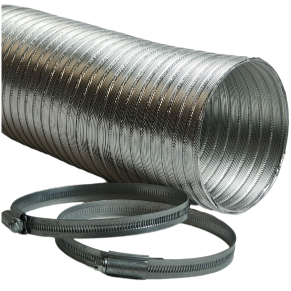 Dark Slate Gray Wpro Aluminium Flexible 110mm Dryer Vent Hose with 2 jubilee clips - In Stock