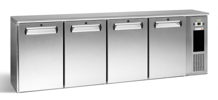 Gray Gamko E3/2222MUCS84 Solid Four Door Stainless Steel Undercounter Bottle Cooler, 722 x 33 Centiliters - Contact Us For Availability