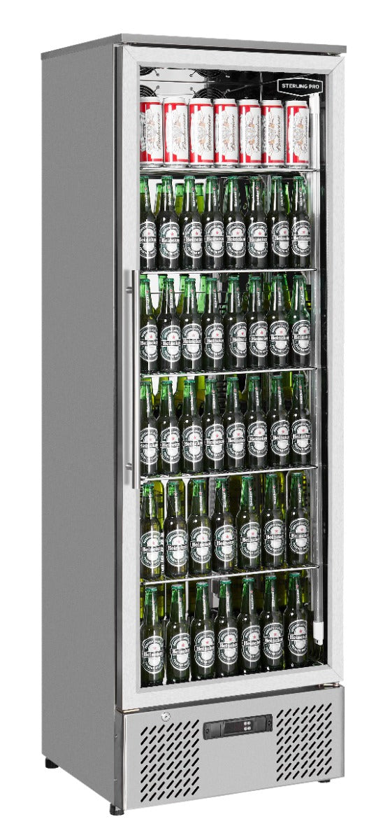 Light Slate Gray Sterling Pro Green SP110-STS Single Door Stainless Steel Upright Bottle Cooler, 293 Litres - In Stock
