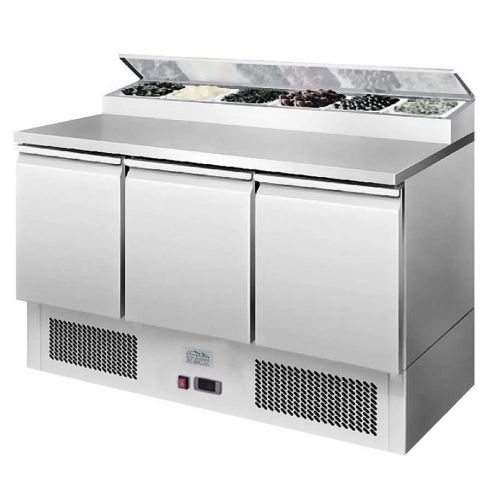 Light Gray Ice-A-Cool ICE3853GR 3 Door Refrigerated Saladette Preparation Counter 380 Litres - Contact Us For Availability