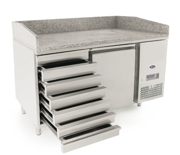 Gray Atosa EPF3490GR + VRX1500/330 Single Door Granite Top Salad Preparation Counter Table with VRX unit & GN Pans, 125 Litres - Contact Us For Availability