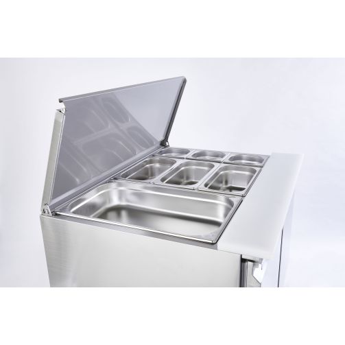 Lavender Sterling Pro Cobus SPU200SL 2 Door Hinged Lid & Chop Board Saladette Counter, 240 Litres