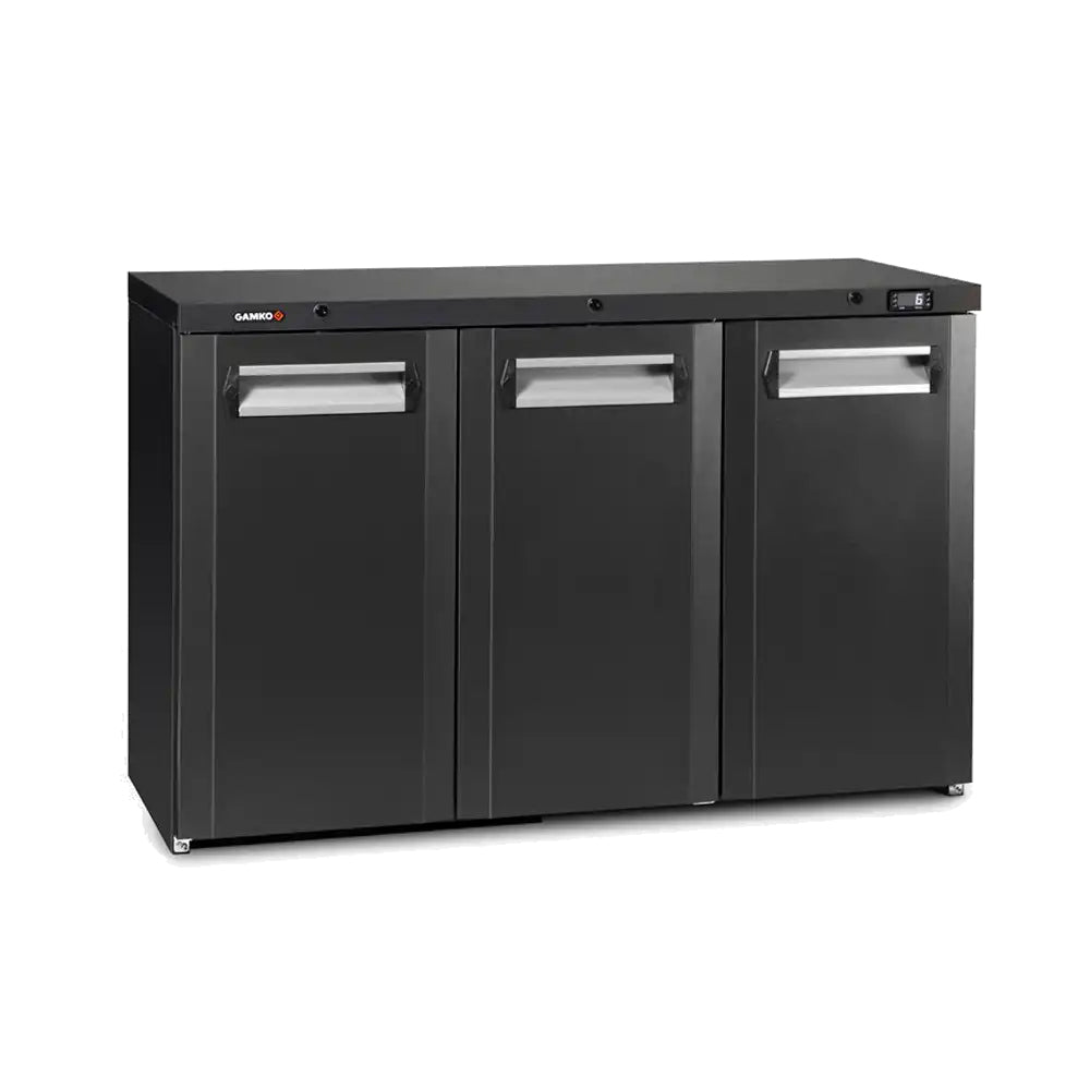 Dark Slate Gray Gamko Maxiglass LG3/315 Hinged Solid Anthracite Triple Door Undercounter Bottle Cooler, 338 Litres - In Stock