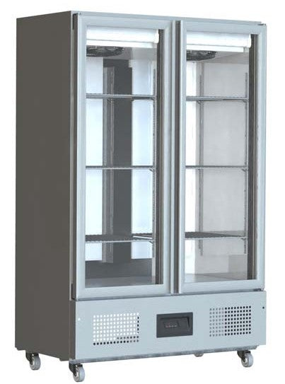 Gray Foster FSL800G/11-172 Slimline Glass Double Door Refrigerated Upright Cabinet, 800 Litres - Contact Us For Availability