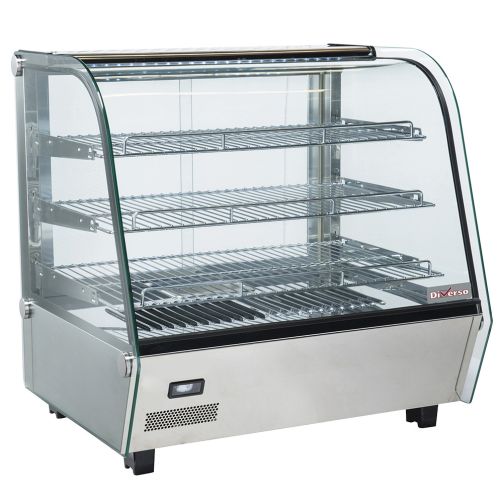 Light Gray Diverso WR-VH12-P2 Heated table display case, 3 levels, curved glass - Contact Us For Availability