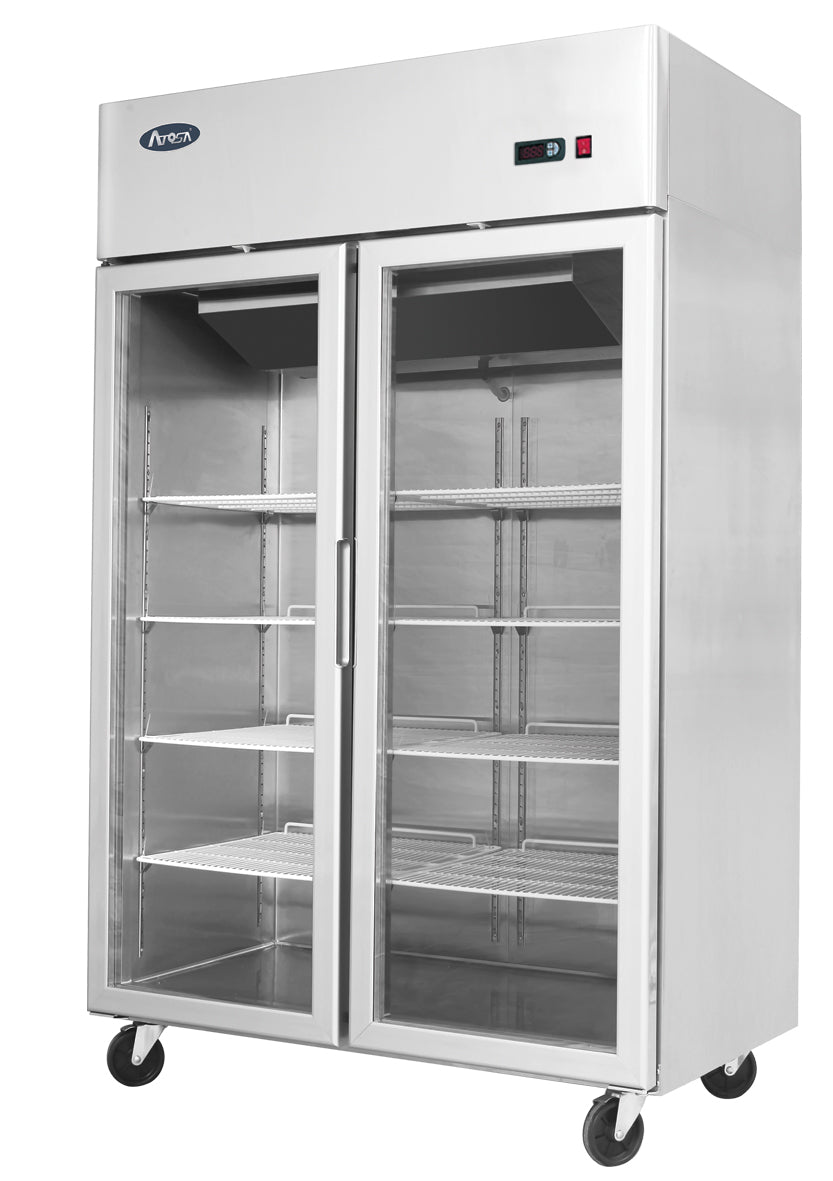 Gray Atosa YCF9402GR Slimline Glass Double Door Upright Fridge, 900 Litres - Contact Us For Availability