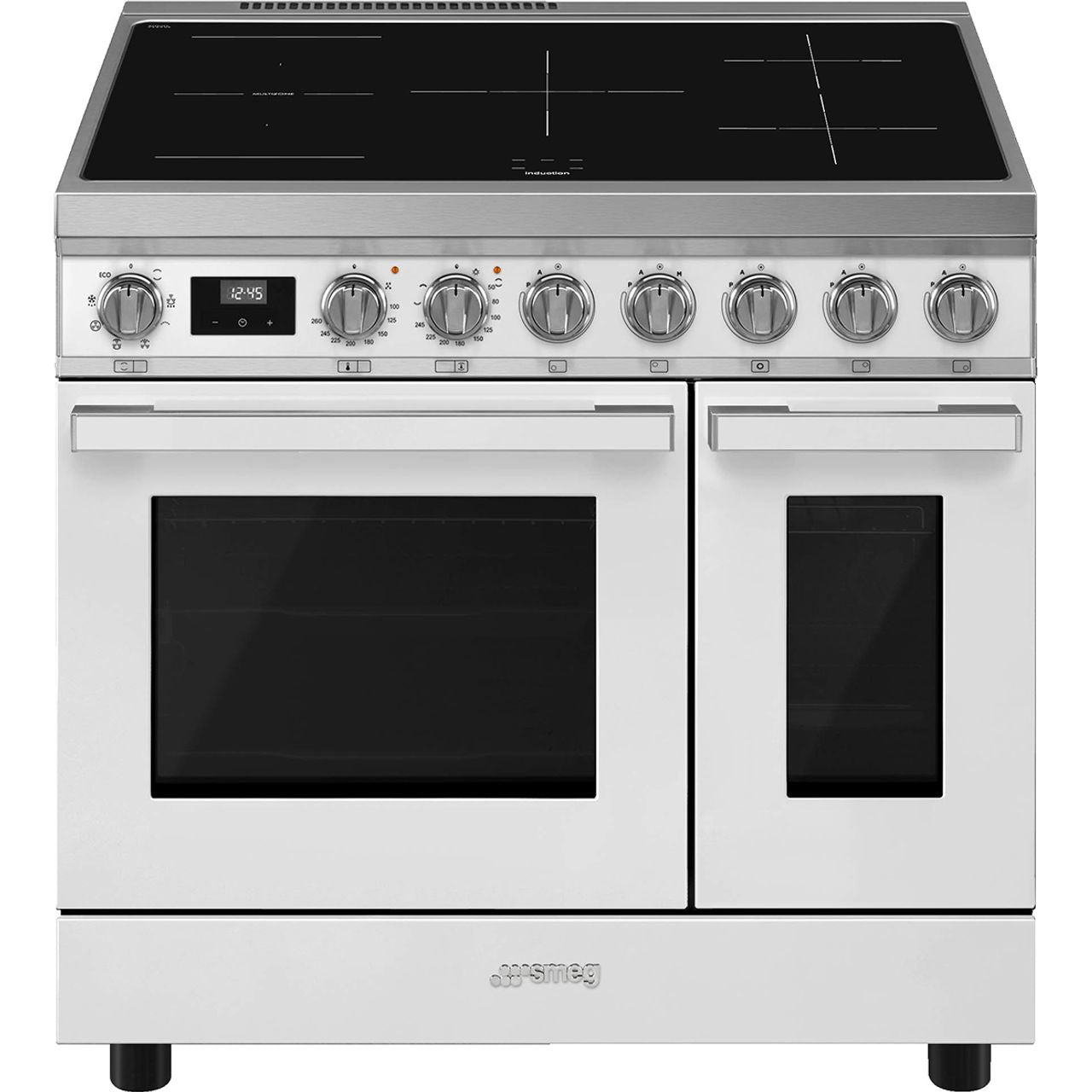 Black SMEG Portofino Range Cooker, Electric Induction, 900 mm