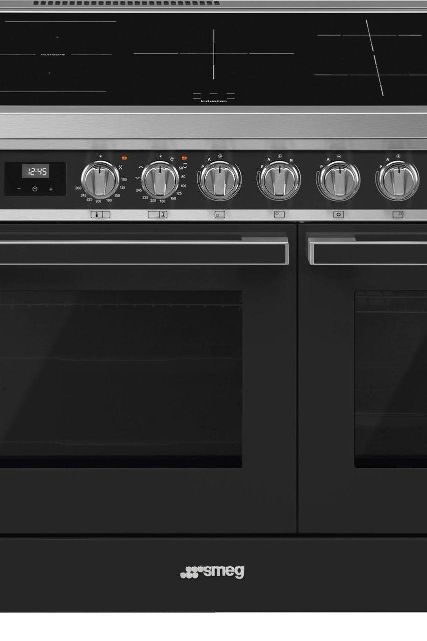 Black SMEG Portofino Range Cooker, Electric Induction, 900 mm