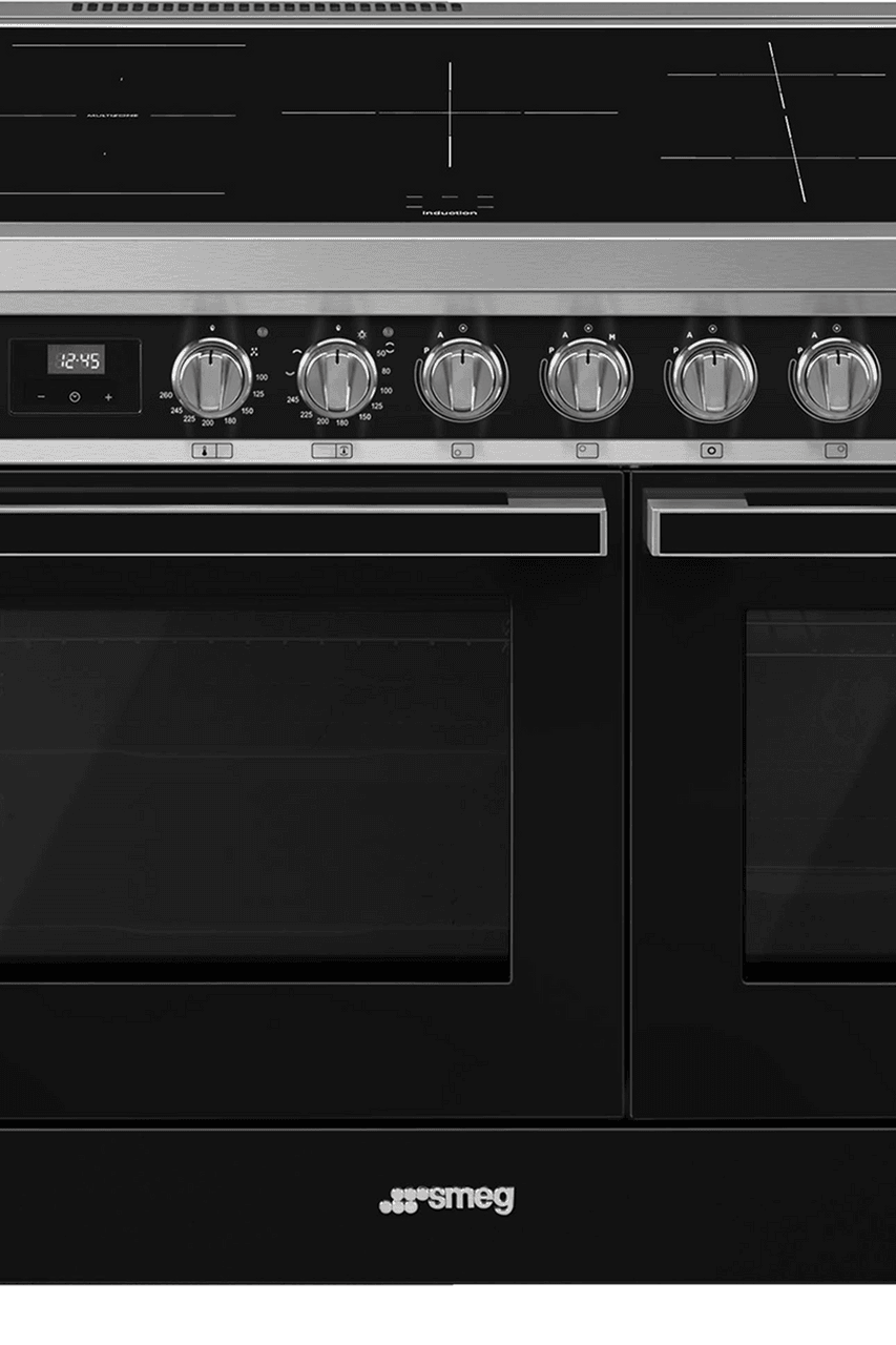 Black SMEG Portofino Range Cooker, Electric Induction, 900 mm