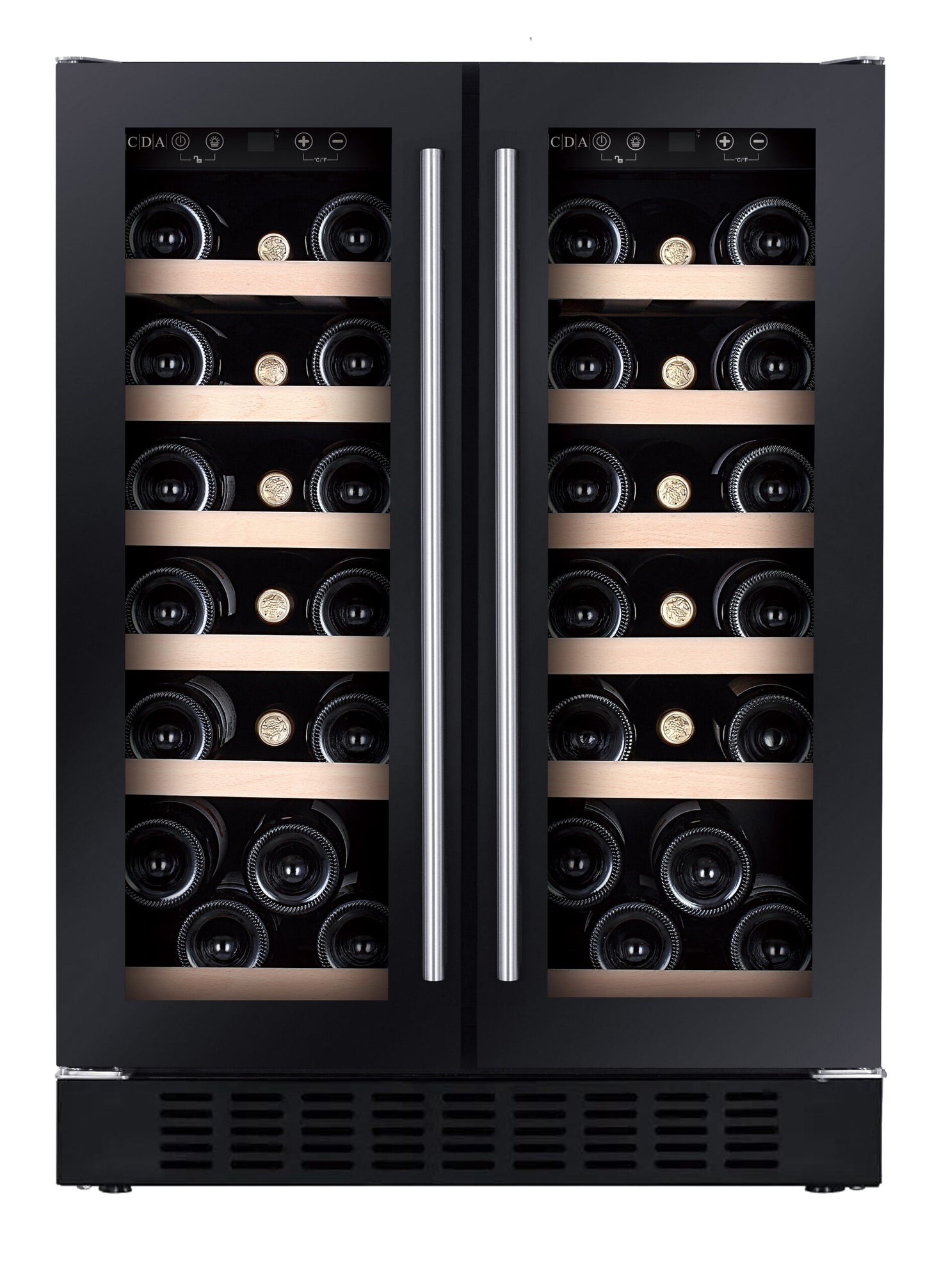 Black CFWC624BL 60cm Freestanding/under counter double door wine cooler