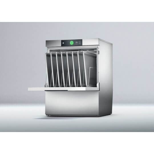 Light Gray Hobart FXLW-10B 500mm Basket Frontloading Commercial Dishwasher with Chemical Pump & Drain Pump, 18 Plates - Contact Us For Availability