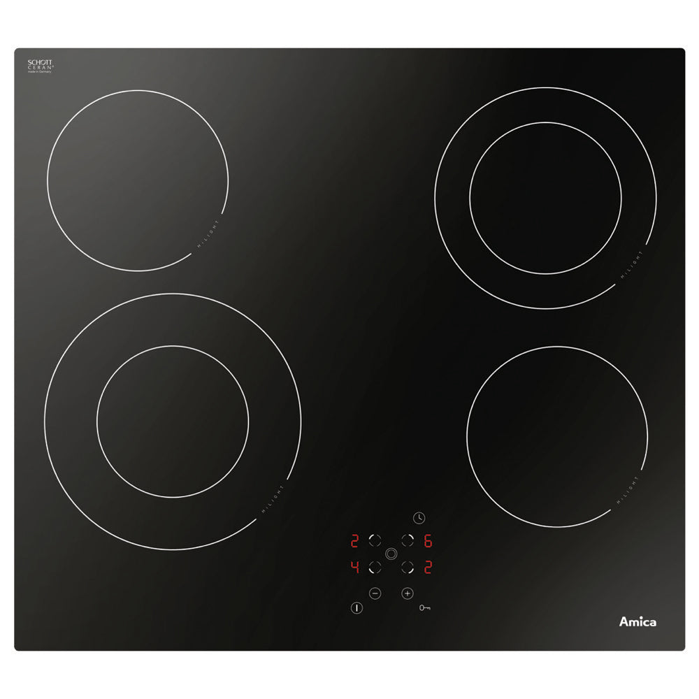 Black ACH6440FR Amica 60cm four zone ceramic hob