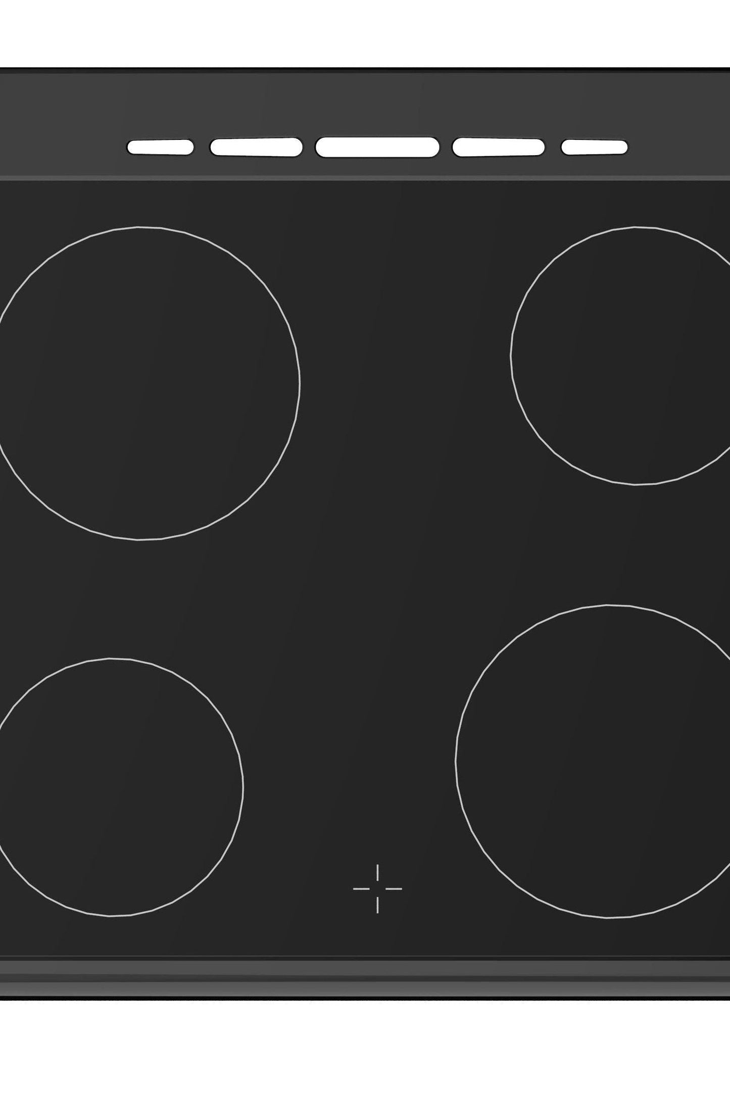 Black electric cooktop with four heating elements on a white background