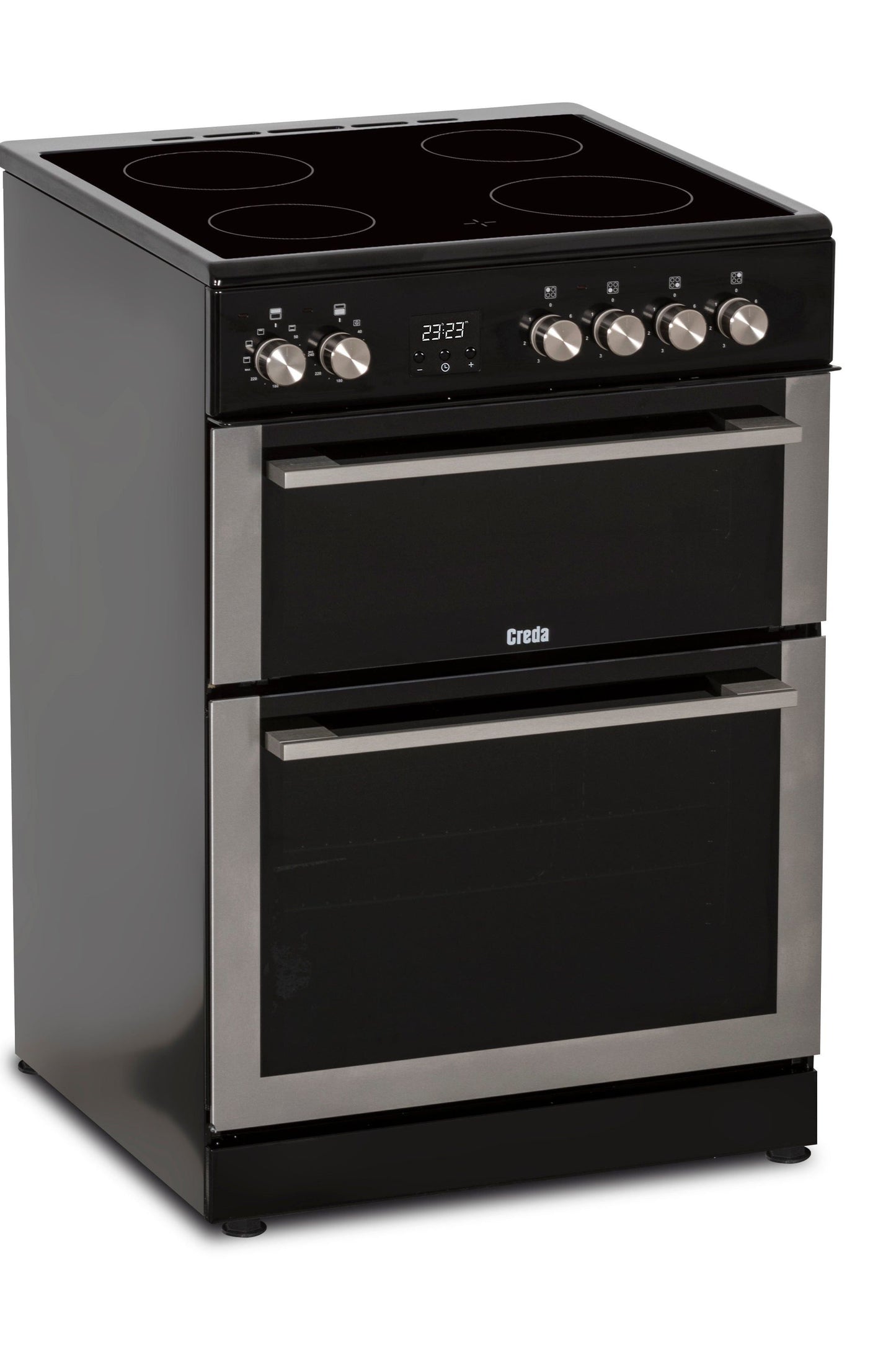 Black Creda C60CDOX Inox 60cm Ceramic Double