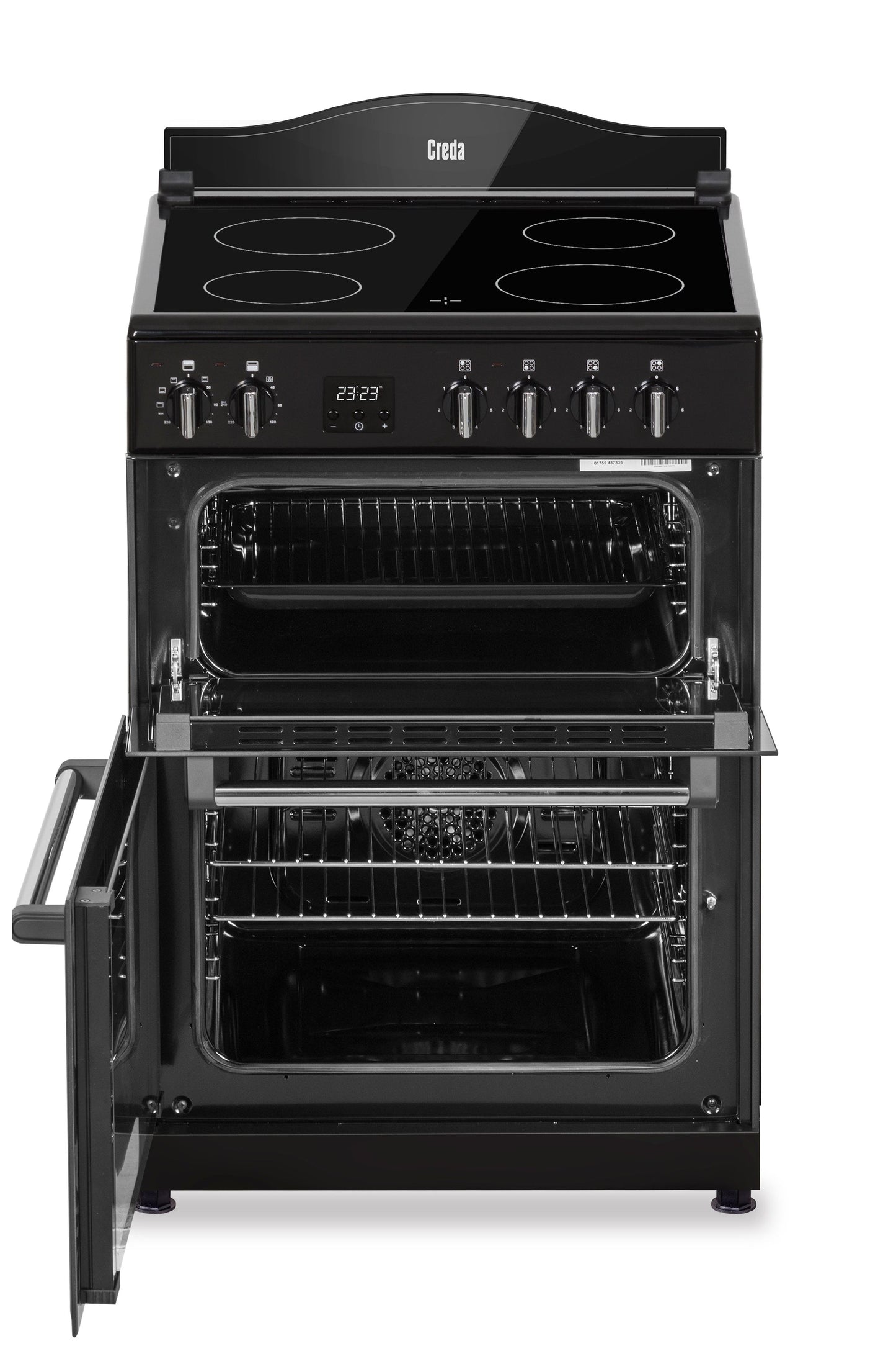 Black Creda C60CMRBL Mini Range Black 60cm Ceramic Double